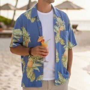 Jamaica Jaxx XL Vintage Hawaiian Dadcore Tropical Silk Button Down Shirt